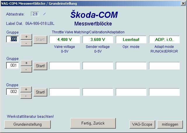 nach der Dosselklappenaddaption alles in Ordnung